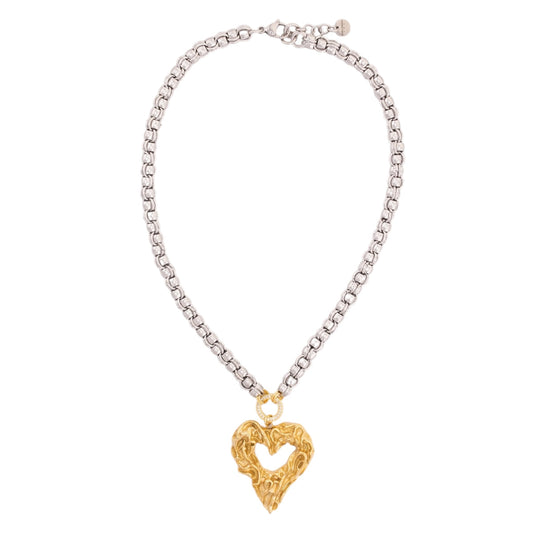 Presli Silver and Gold Heart Pendent