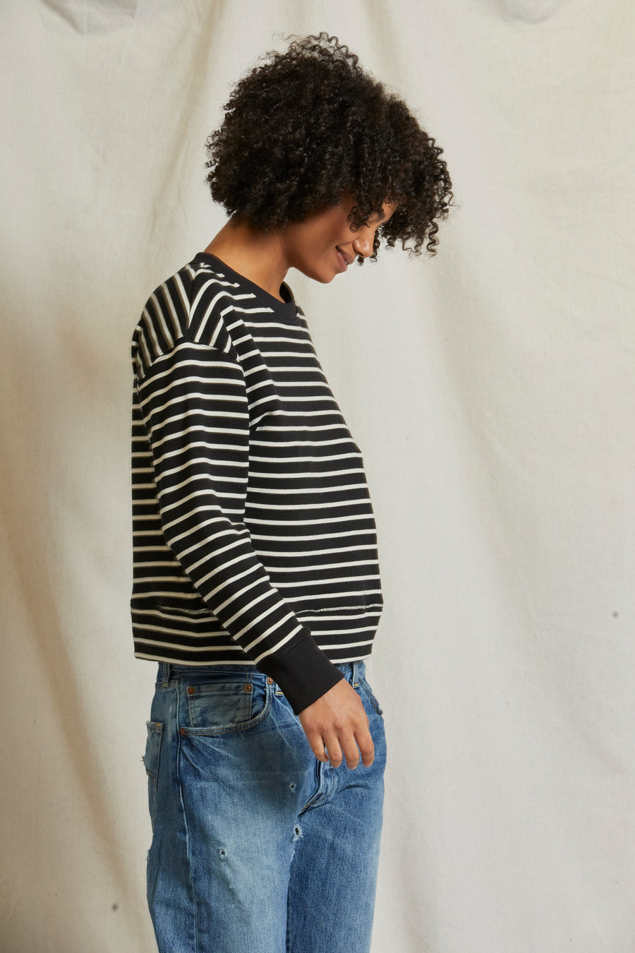 French Stripe Terry Pullover