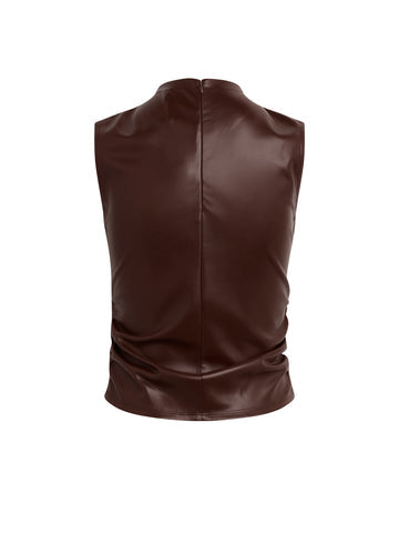 Hudson Vegan Leather Ruched Top