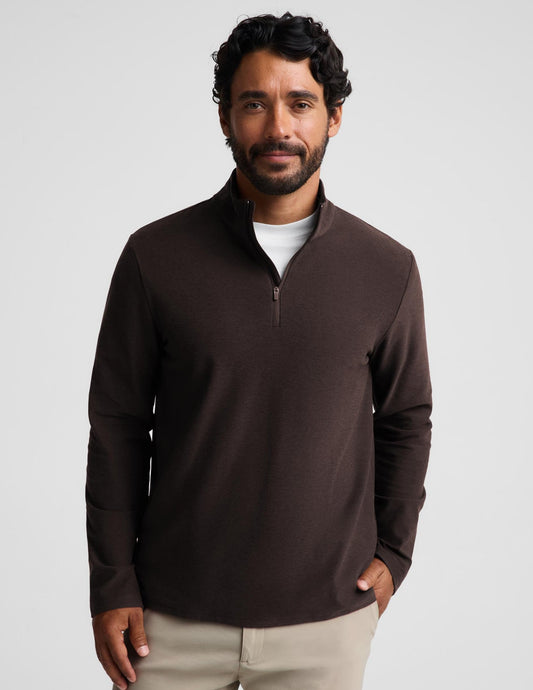 Spacedye™ Terrain Men's Quarter Zip Pullover-Dark Chocolate