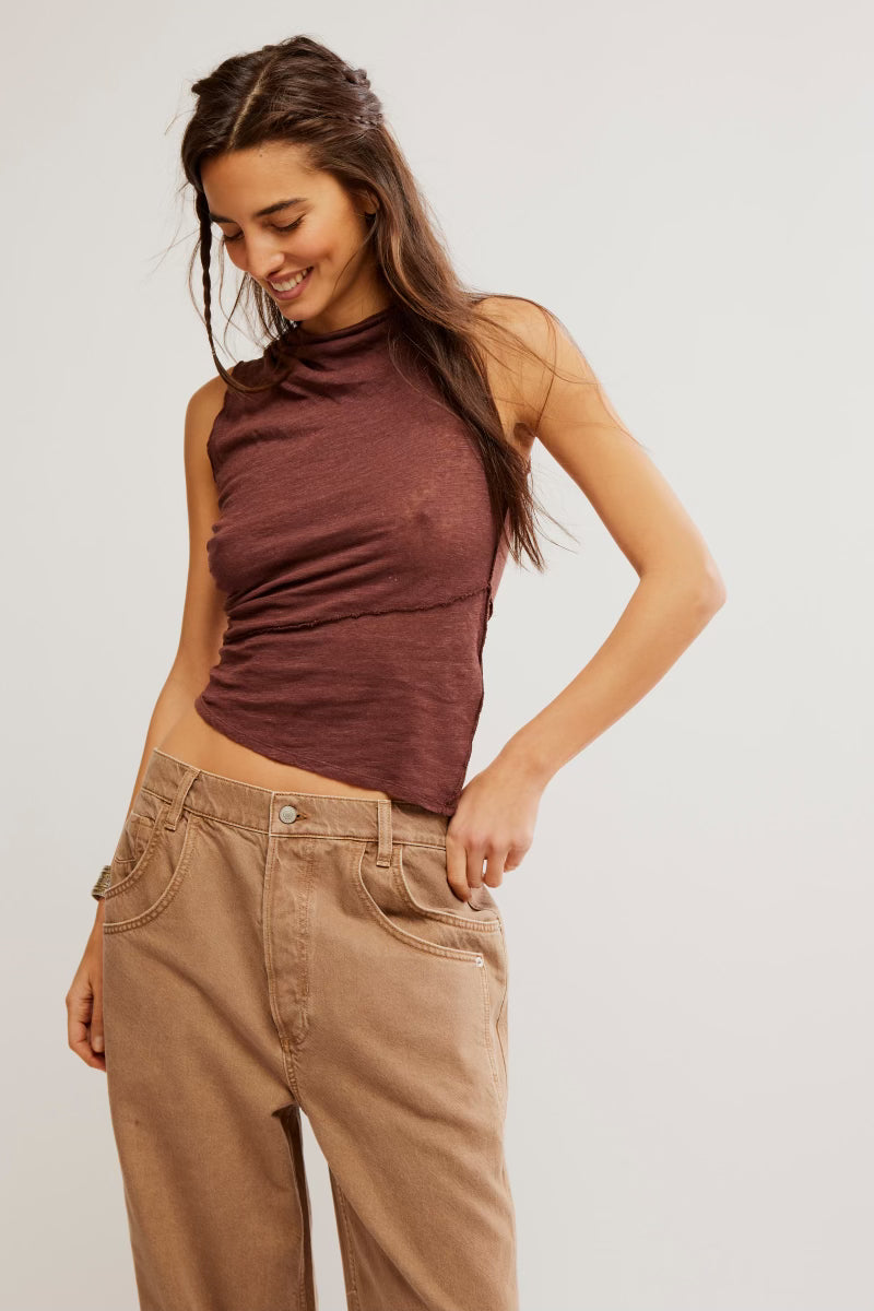 Free people NWT brown high quality run off tee