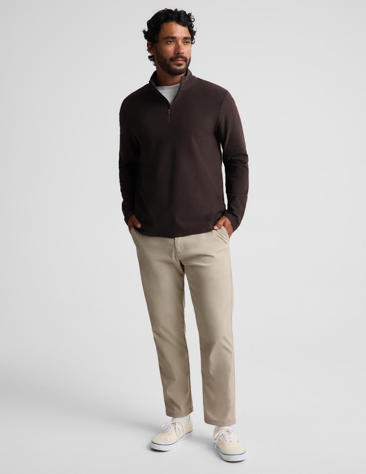 Spacedye™ Terrain Men's Quarter Zip Pullover-Dark Chocolate