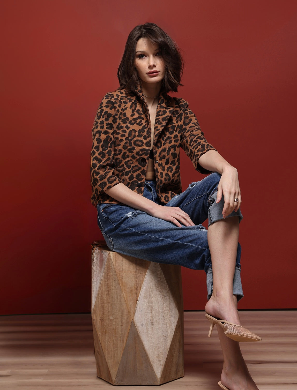 Leopard Shrunken Blazer