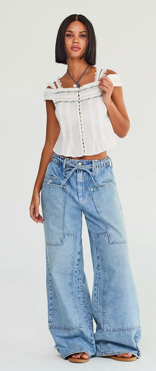 Free People CRVY Outlaw Wide-Leg Jeans