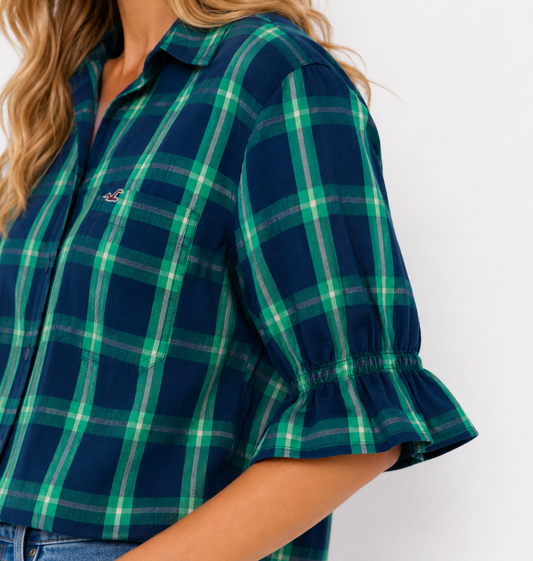 Green Plaid Stella Puff Sleeve
