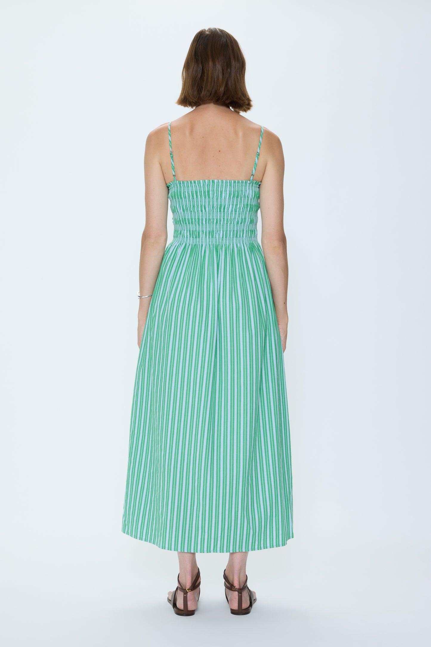 Bianca Shirred Striped Bodice Dress