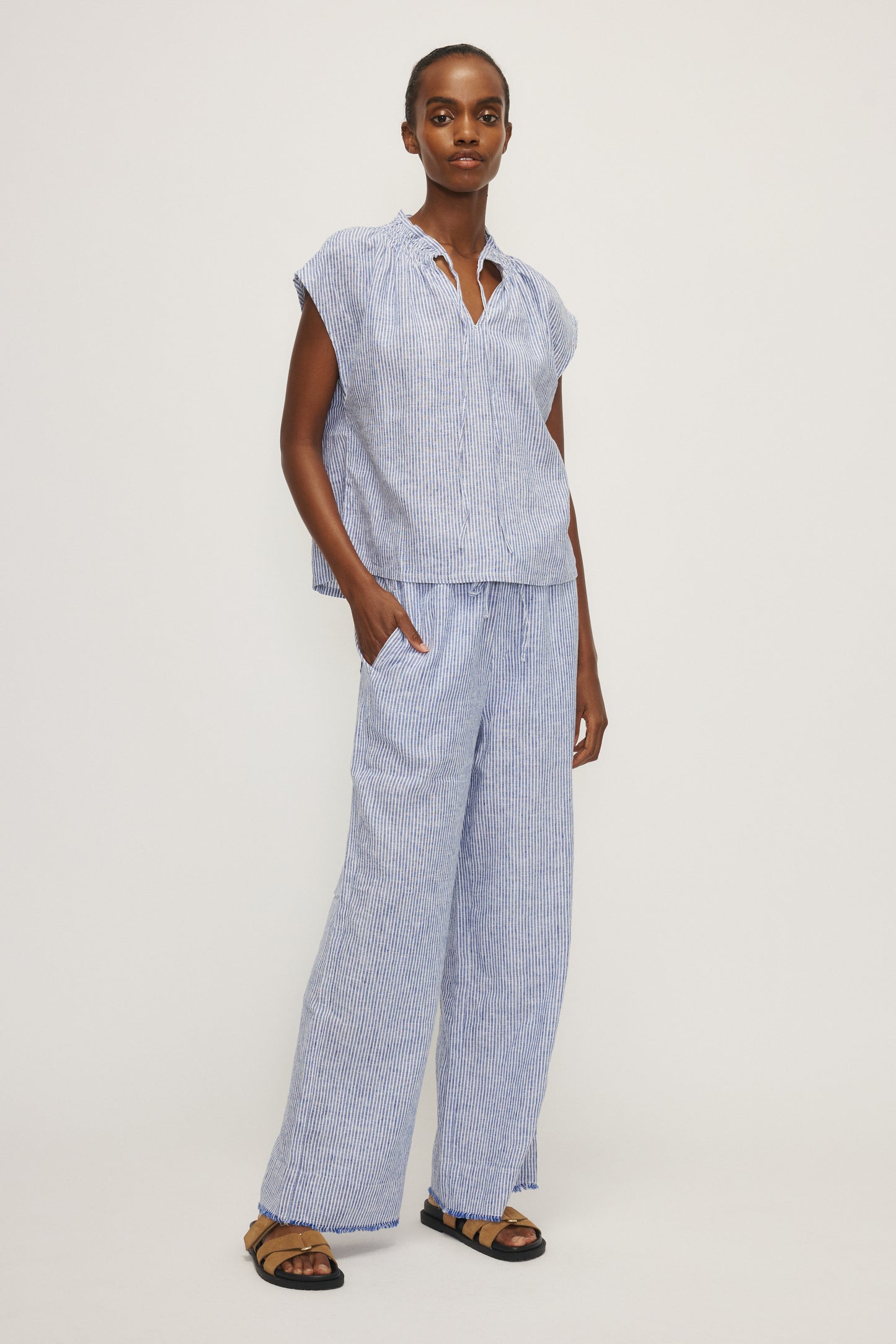 Kauri Navy Stripe Pants