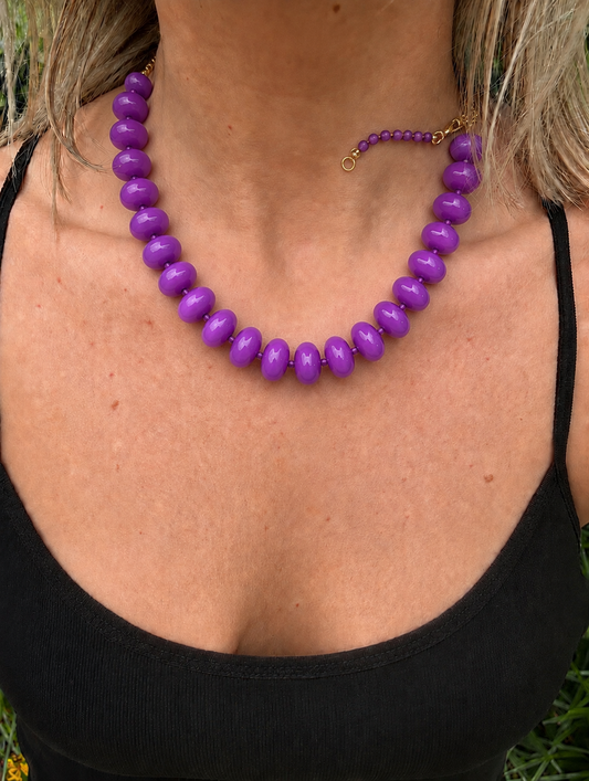 Bailey Purple Chunky Beaded Necklace