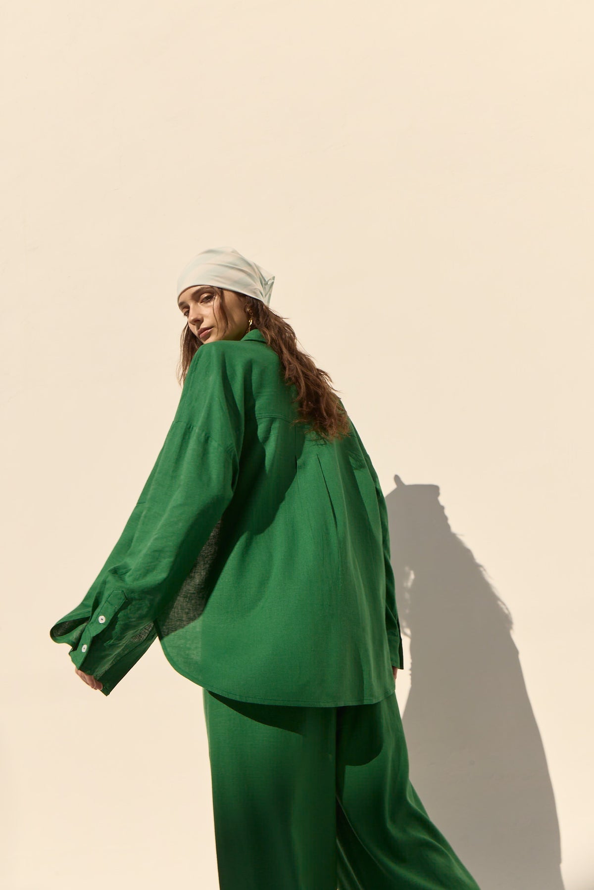 Antibes Kelly Green Linen Blend Button-Up Shirt