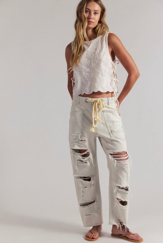 We The Free Moxie Pull-On Barrel Jeans-Sea Mist