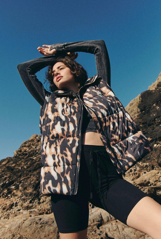 In a Bubble Printed Puffer Vest
