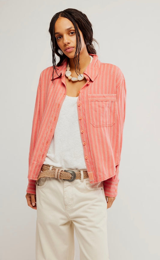 We The Free Striped Laurel Linen Button Down