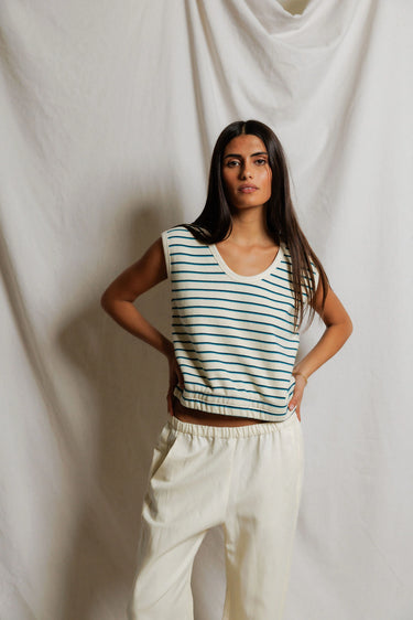 Joy Stripe French Terry Scoop Neck Stripe Tank