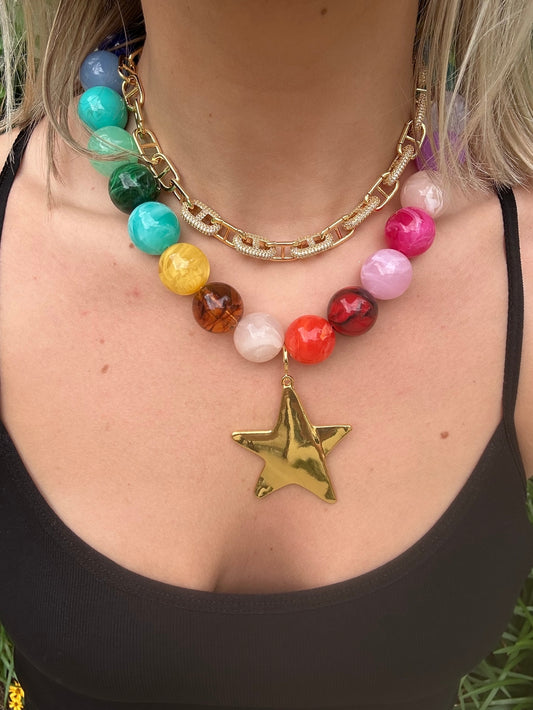 Brookie Chunky Beaded Star Necklace