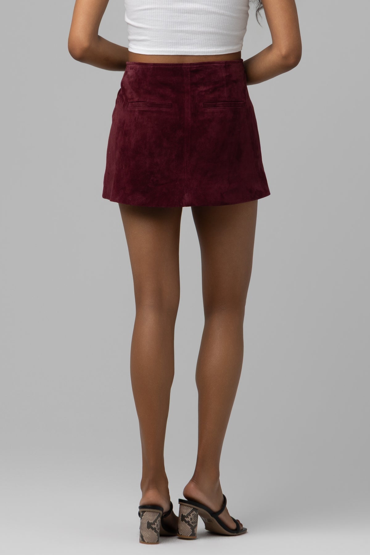 Wine O'Clock Suede Skort