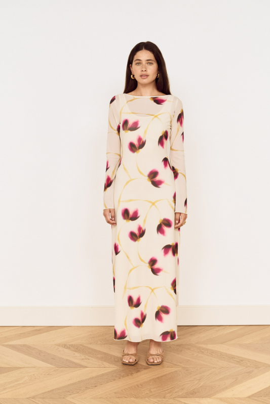 Emery Mesh Floral Midi