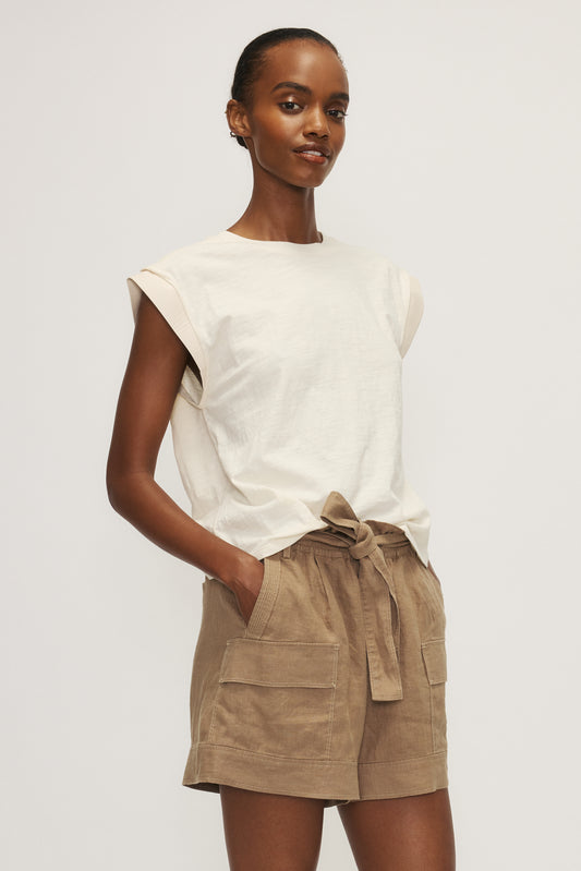 Francesca Leather Trim Muscle Tank