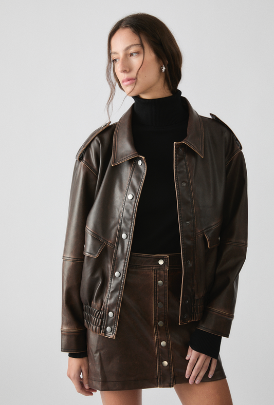 Thomas Vegan Leather Bomber Jacket