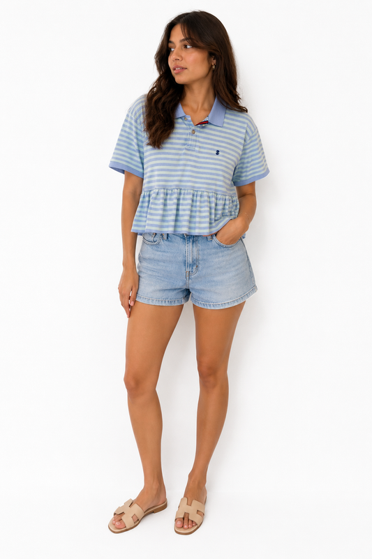 Blue Stripe Bunny Polo