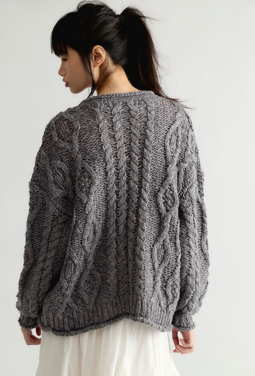 Opal Knit Cardi in Steel Grey