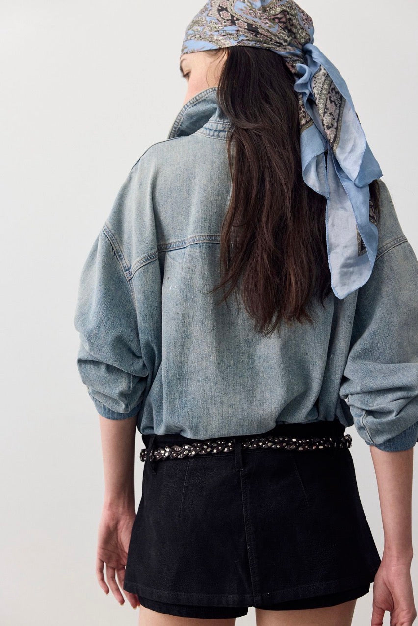 We the Free Gallivanting Black Suede Skort