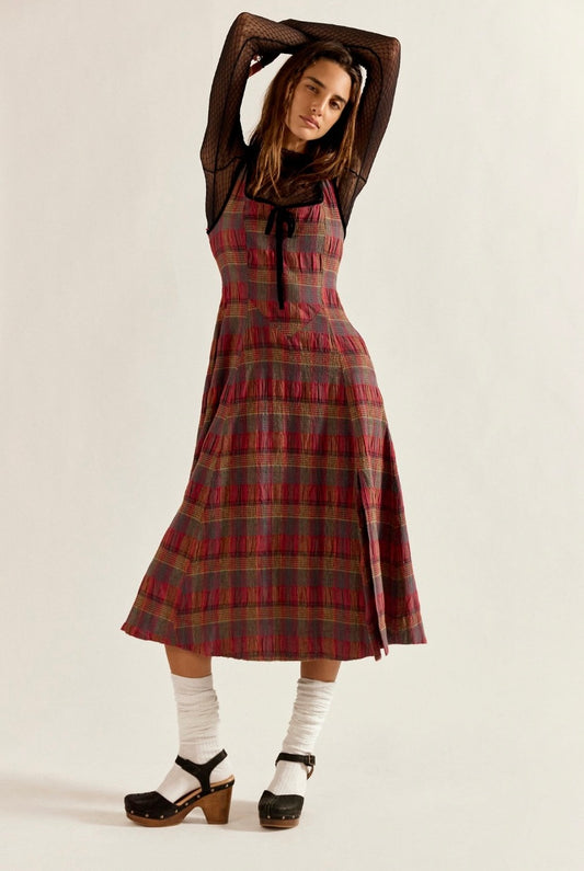Freya Plaid Midi Dress