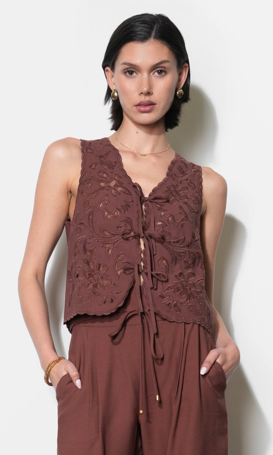 Faye Embroidered Tie Front
