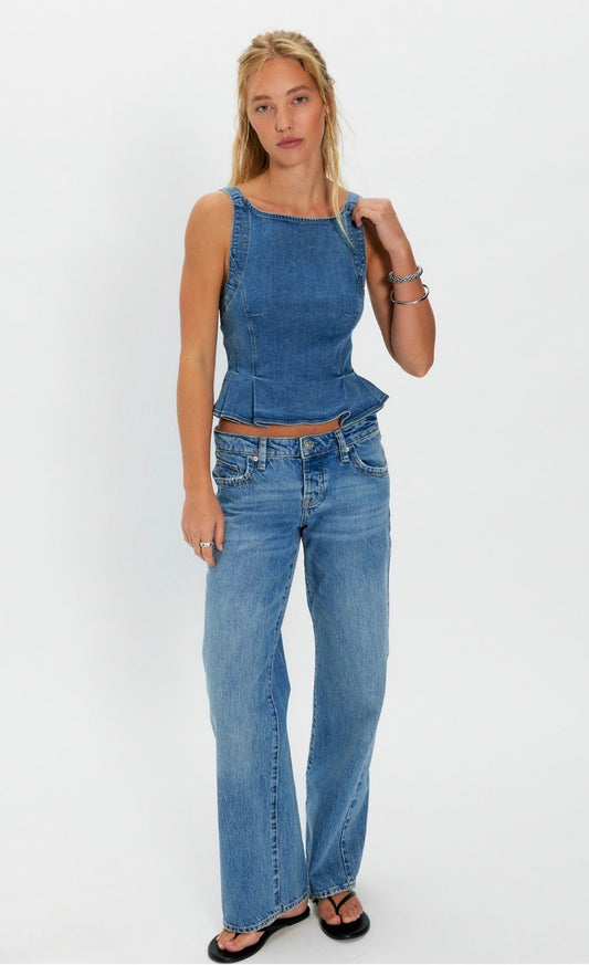 We The Free Sunfaded Denim Top