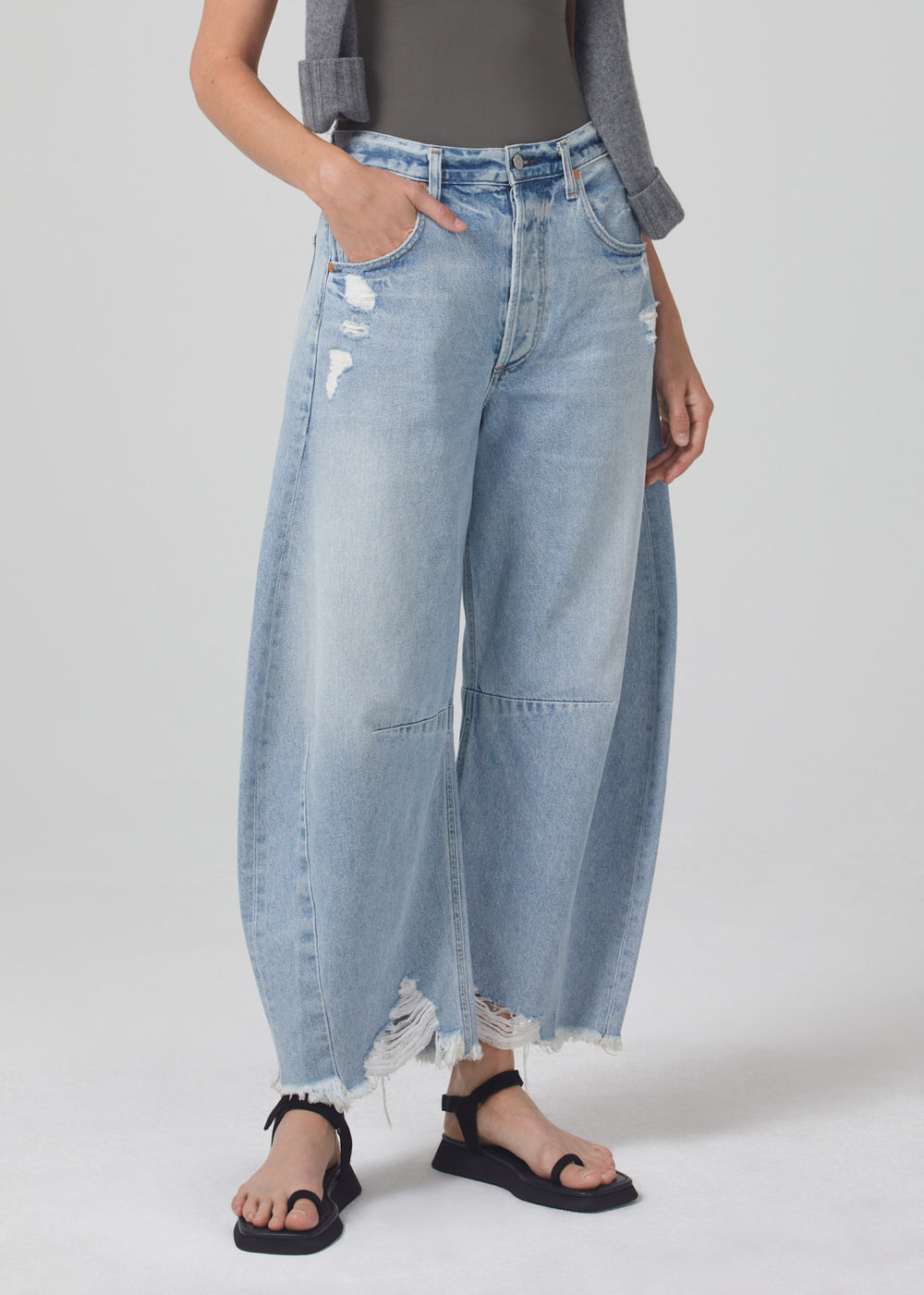 Blue Horseshoe raw-hem curved-leg jeans, Citizens of Humanity