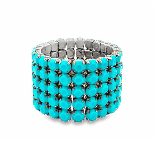 Olivia 5 Strand Stretch Bracelet In Turquoise