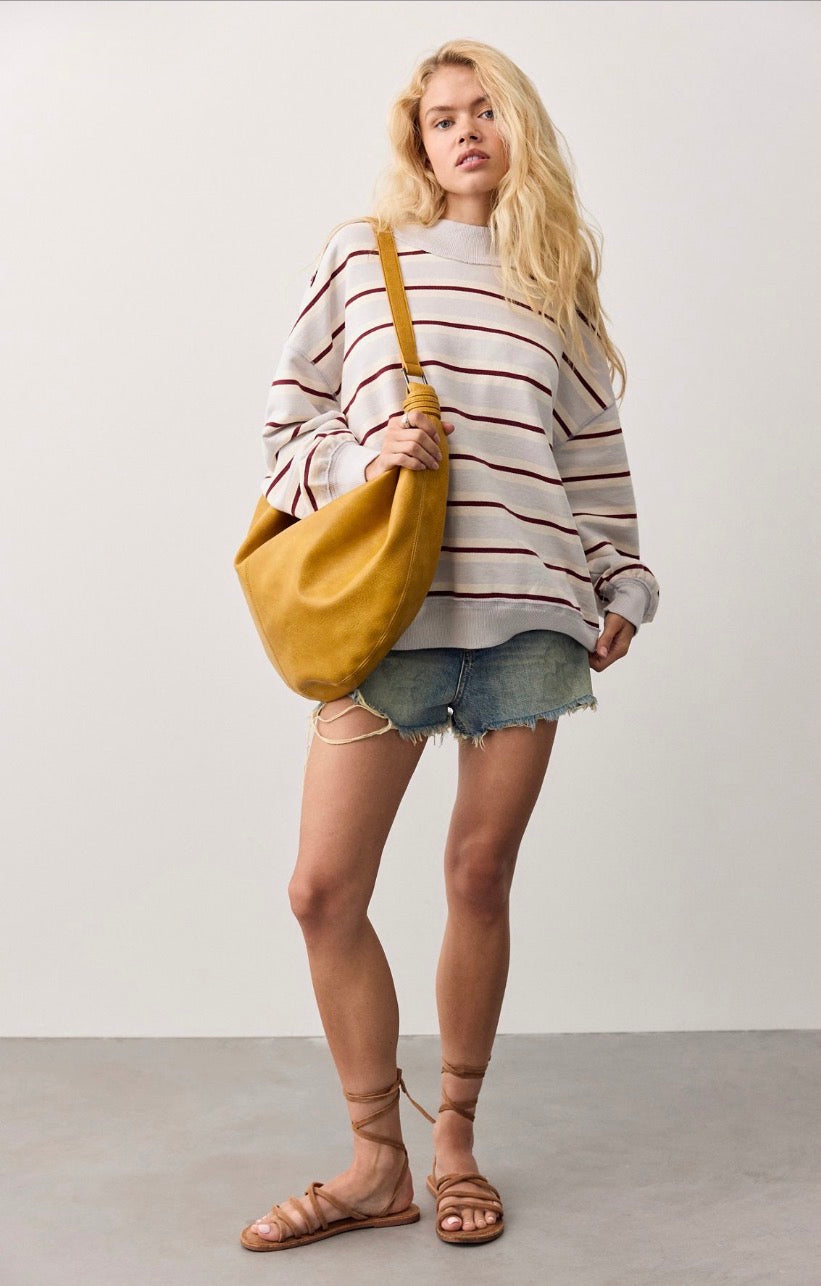 Palm Spring Striped Pullover-Mockneck