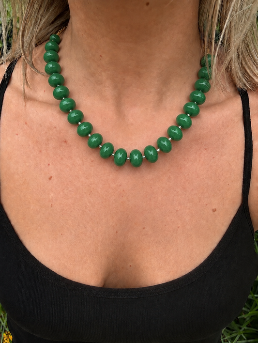 Bailey Green Chunky Beaded Necklace