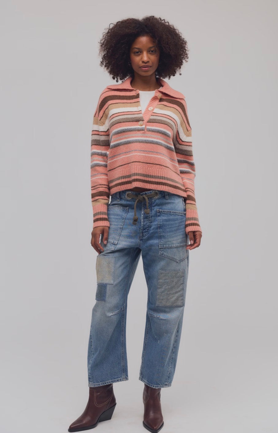 Trading Up Stripe Polo in Peach Combo