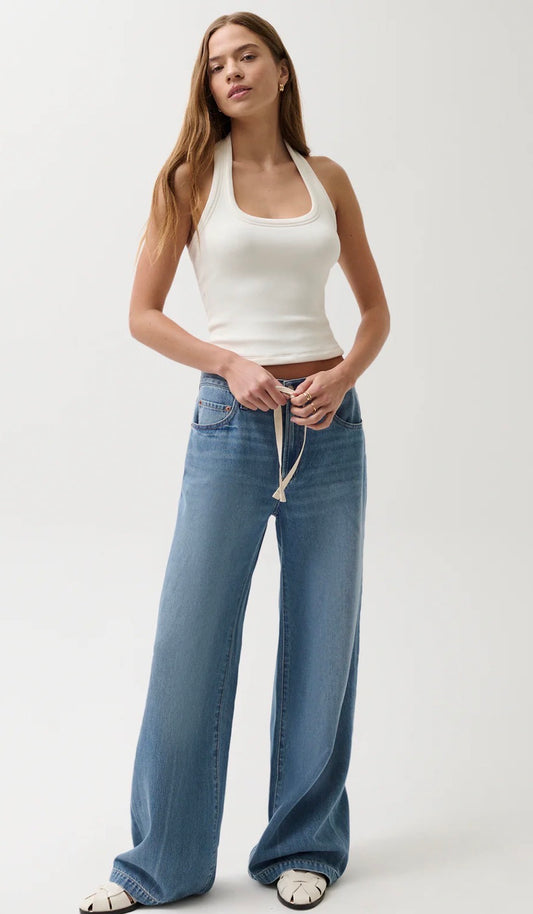 Jadyn Mid Rise Drawstring Palazzo Jean