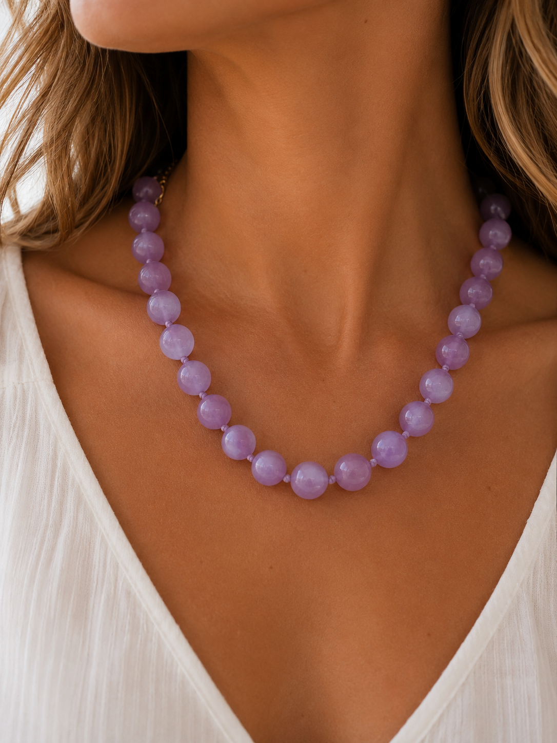 Mabry Lilac Beaded Necklace