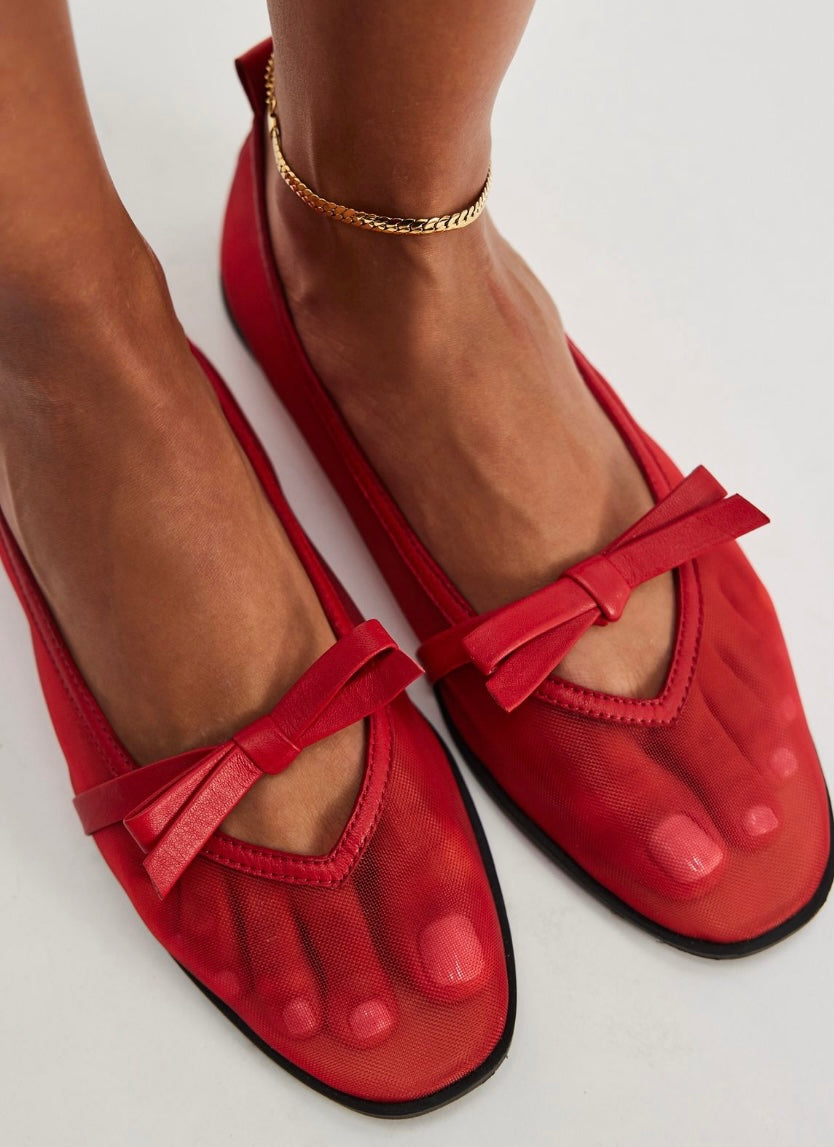 Free People Mesh Mania Bow Flats