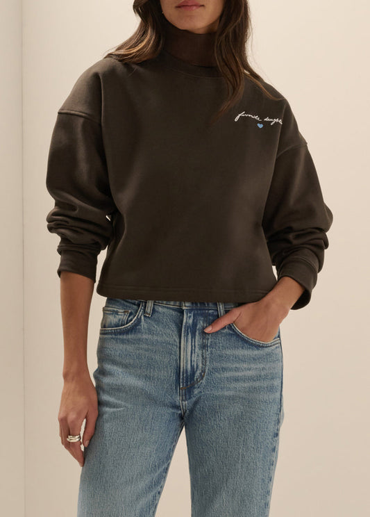 Cropped Signature Sweatshirt in Expresso By Favorite Daughter