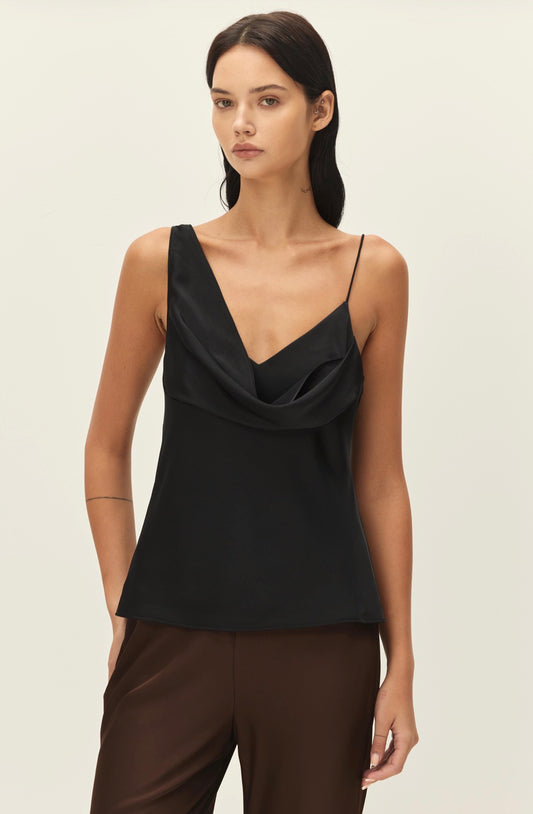 Etta Black Satin Cami Top