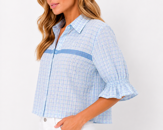 Blue Plaid Stella Puff Sleeve