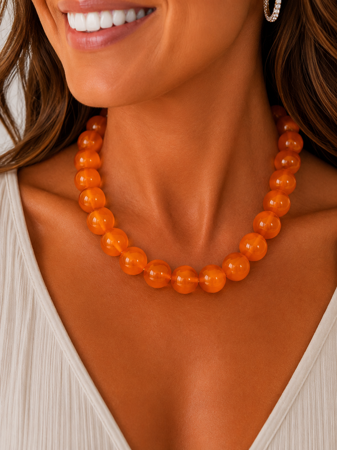 Kameron Orange Beaded Necklace