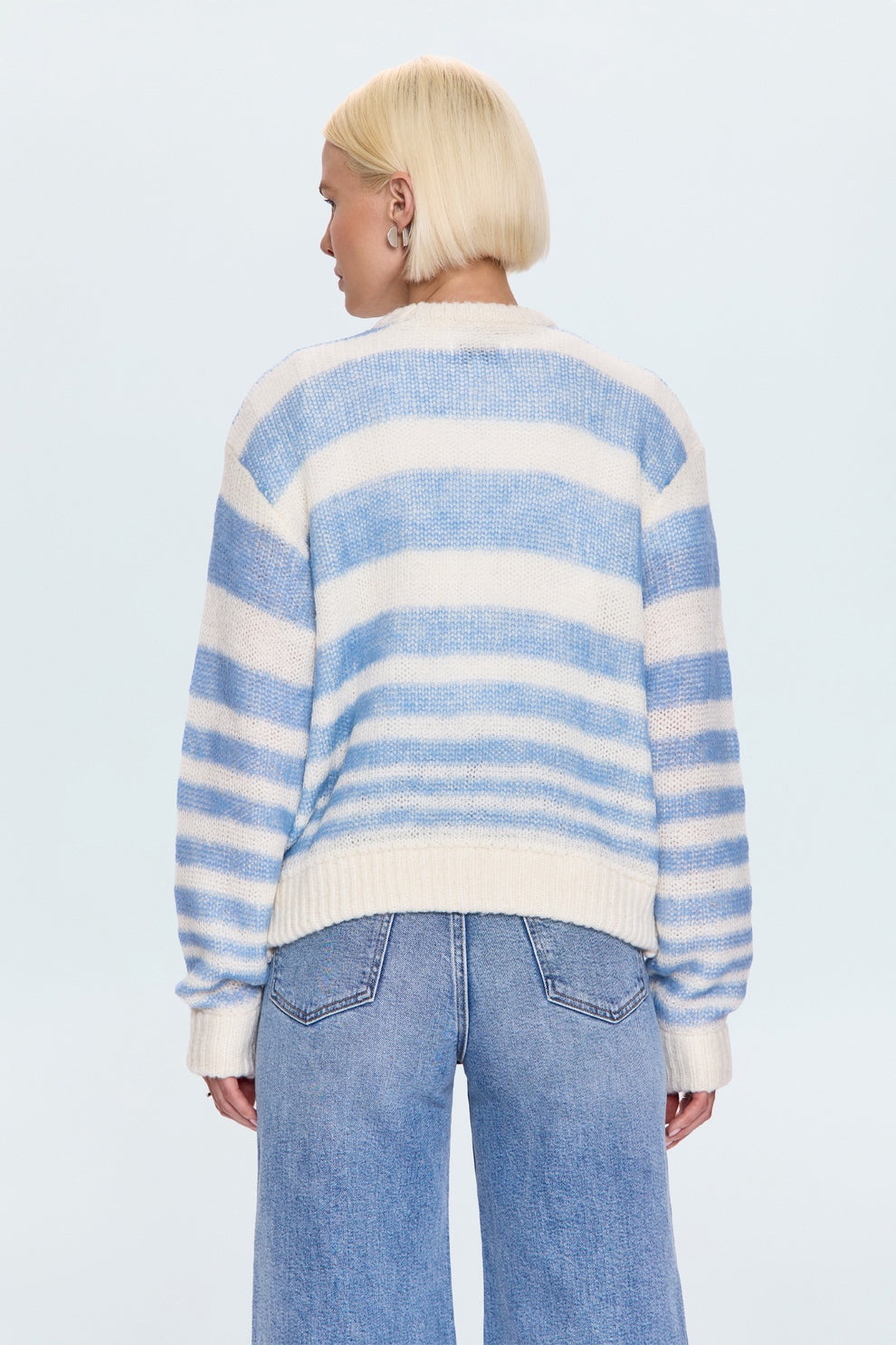 MOA Stripped Bubble Sweater- Blue Stripe