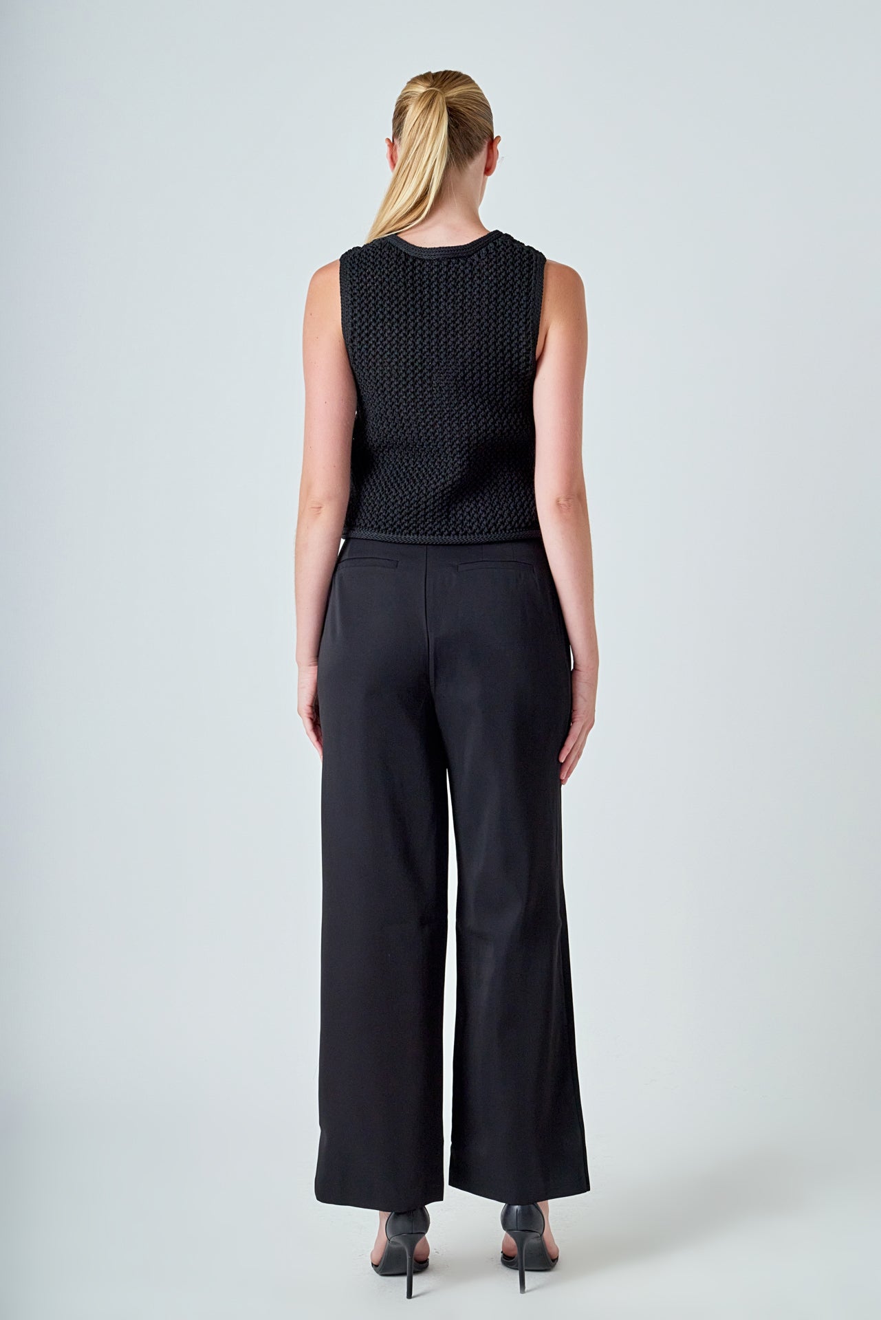 Black Knit Vest Statement Buttons