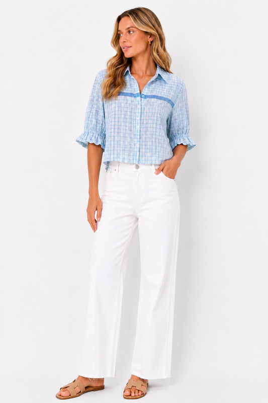 Blue Plaid Stella Puff Sleeve