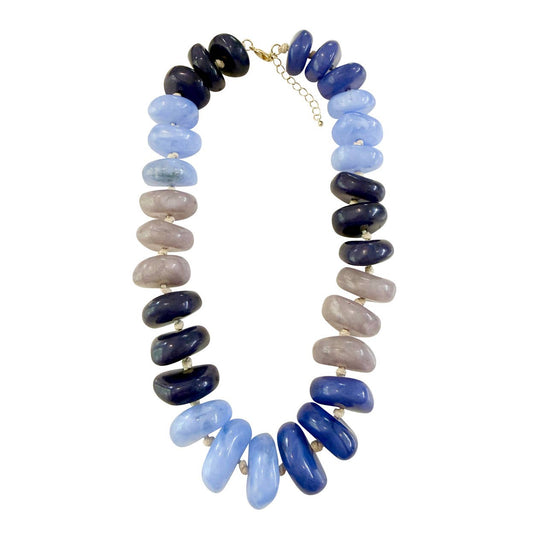Delray Chunky Beaded Necklace Blue Mix