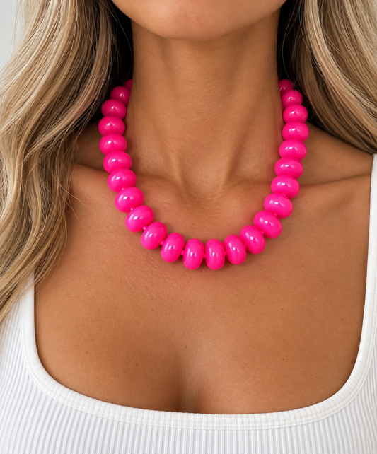 Bailey Hot Pink Beaded Necklace