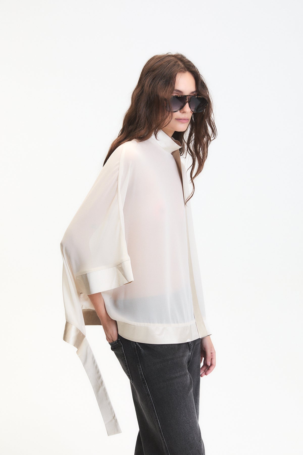 Carter Sheer Blouse in Cream