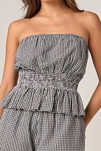 Gingham Check Strapless Top