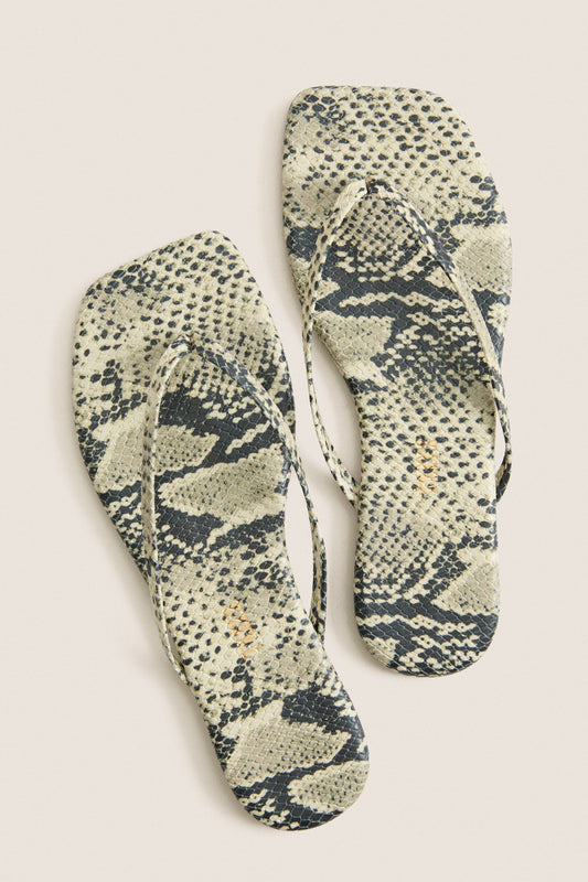 Tkees Snakeskin Square Toe Flip Flop