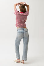 Lexi Mid Rise Bowed Straight Leg Jeans – Bowie Wash