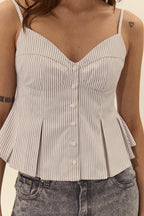 Corvo Striped Corset Peplum Top